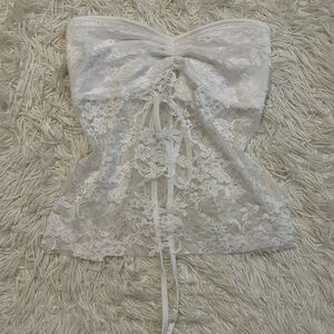 White half lace tube top